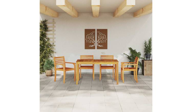 Walplus 5 Piece Garden Dining Set Slim Design - Brown - 140 x 80 x 74 cm