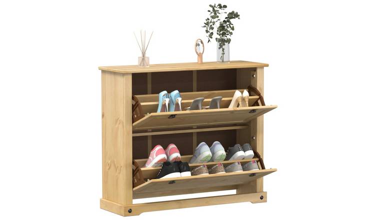 Walplus Solid Wood Shoe Cabinet - 99 x 32 x 85 cm