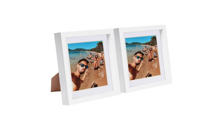 Nicola Spring 3D Box Photo Frames - 8" x 8" with Mount - Set of 2 - White