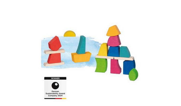 Goki Creo Colourful Wooden Building Brick Set