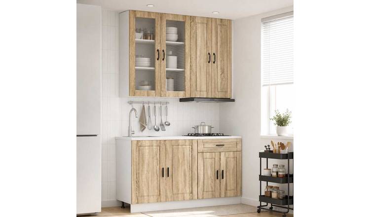 Walplus 4 Piece Engineered Wood Kitchen Unit Set - Sonoma Oak