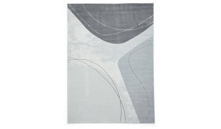 Mega Flooring Silver Modern Abstract Rug - 80 x 150cm