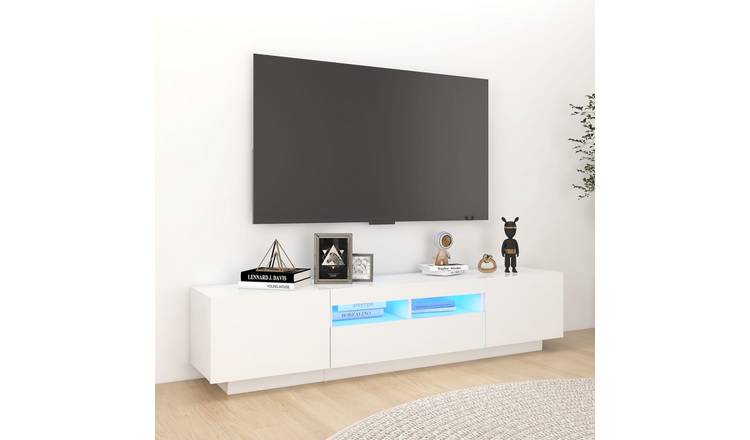 Walplus LED Engineered Wood TV Cabinet - White - 180 x 35 x 40 cm