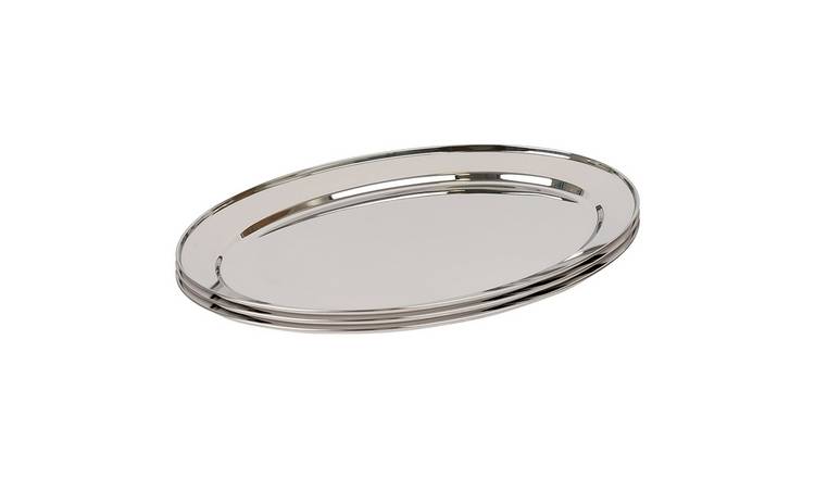 Argon Tableware Oval Stainless Steel Serving Platters - Pack of 3