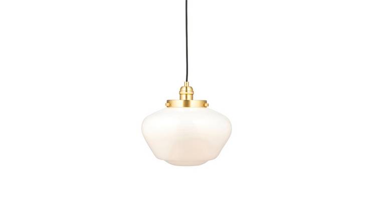 Loops Direct 30cm Diameter Steel and Glass Pendant Light - Antique Brass