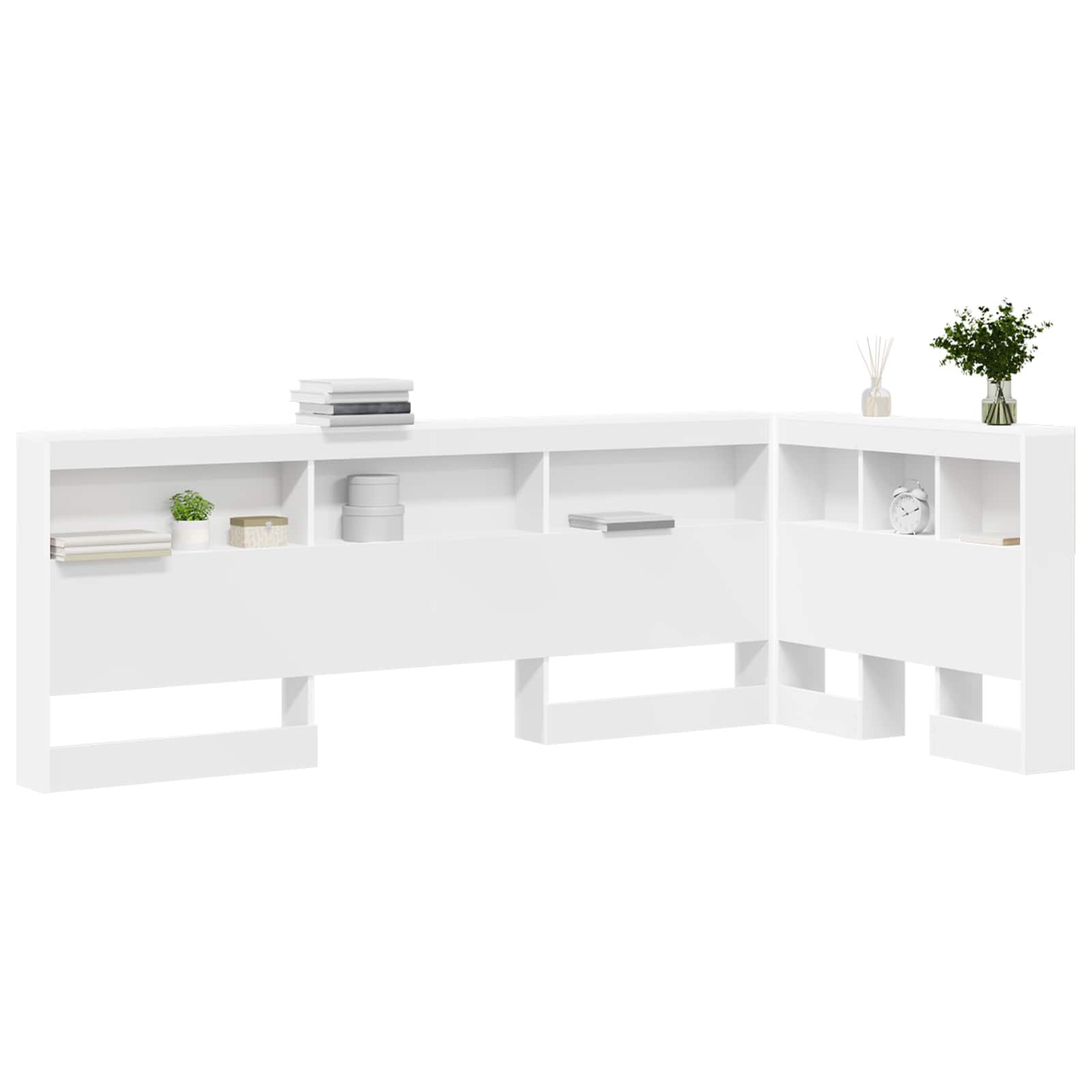 Walplus Engineered Wood Storage Headboard - White - 217.5 x 107.5 x 76.5 cm - Image 3