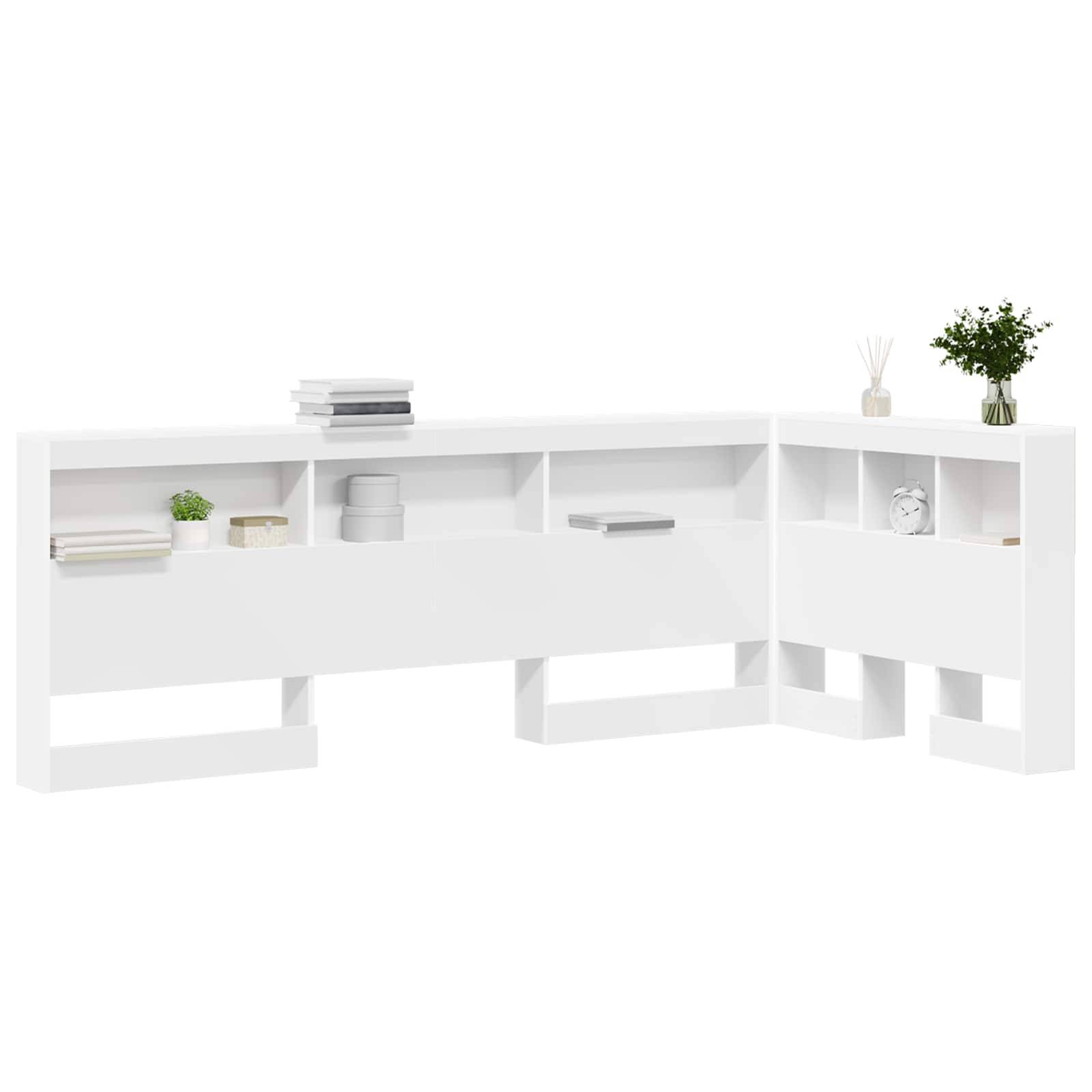 Walplus Engineered Wood Storage Headboard - White - 217.5 x 107.5 x 76.5 cm - Image 3