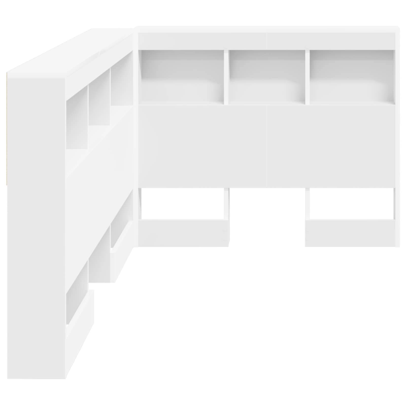 Walplus Engineered Wood Storage Headboard - White - 217.5 x 107.5 x 76.5 cm - Image 7