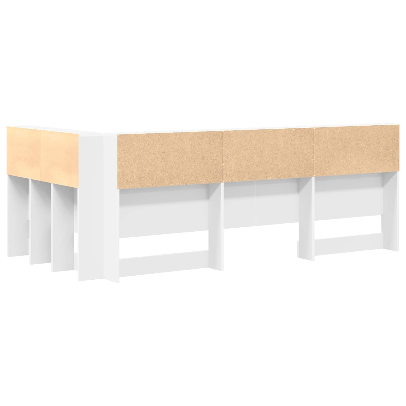 Walplus Engineered Wood Storage Headboard - White - 217.5 x 107.5 x 76.5 cm - Image 8