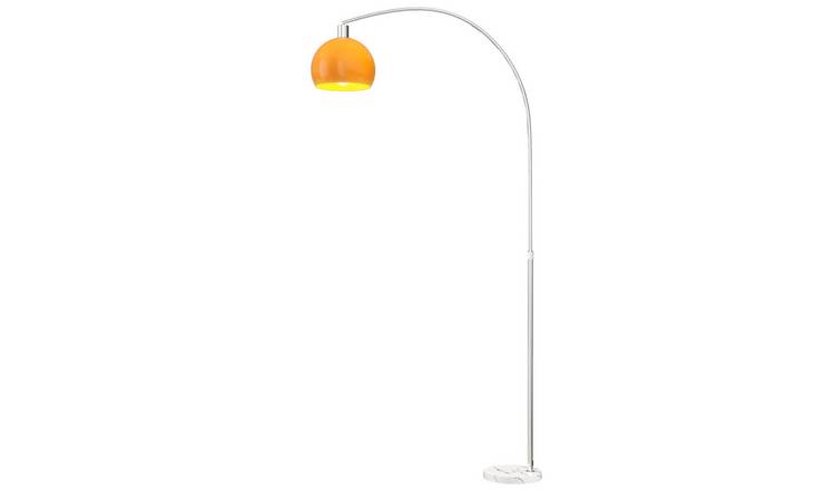 HOMCOM 180cm Floor Lamp Marble Base Steel Stem - Orange