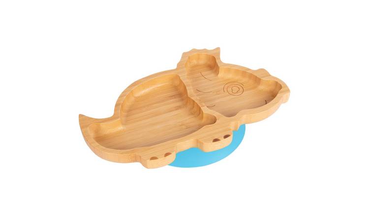 Tiny Dining Children's Bamboo Suction Dinosaur Plate - Blue