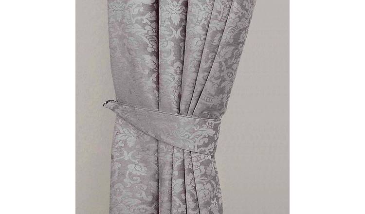 Homescapes Pack of 2 Velvet Jacquard Curtain Tie Backs – Grey