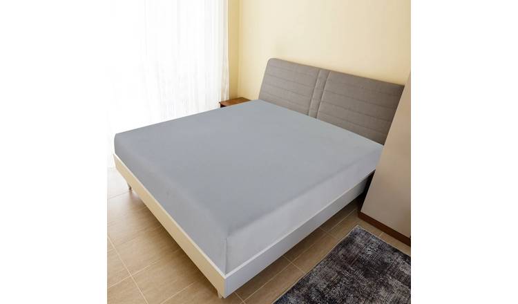 Walplus Pack of 2 Cotton Jersey Fitted Sheets - Grey - 140 x 200 cm