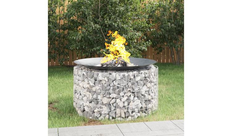 Walplus Iron Gabion Fire Pit - Silver - 100 x 50 cm
