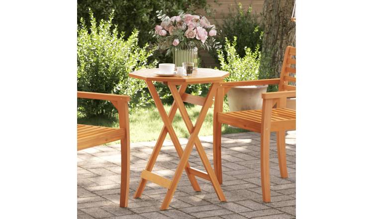 Walplus Solid Acacia Wood Folding Garden Table - Brown - 60 x 75 cm