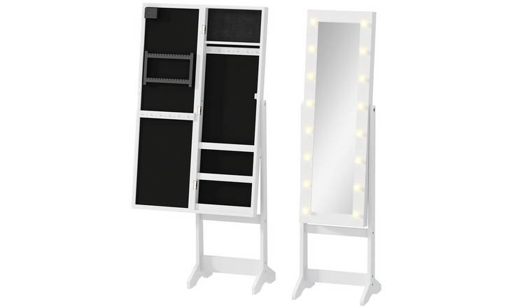 HOMCOM 3 Angle Adjustable Mirror Jewelry Cabinet with LED Lights - Warm White