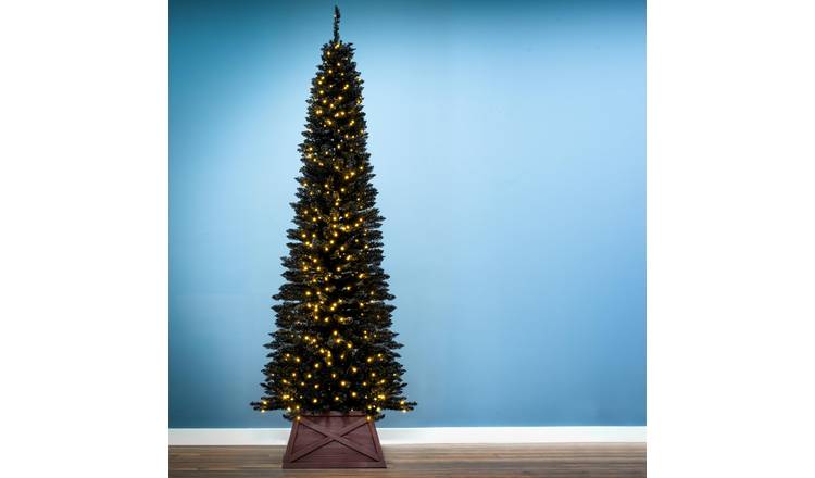 Christmas Tree World 6ft Pre-Lit Black Italian Pencilimo Christmas Tree