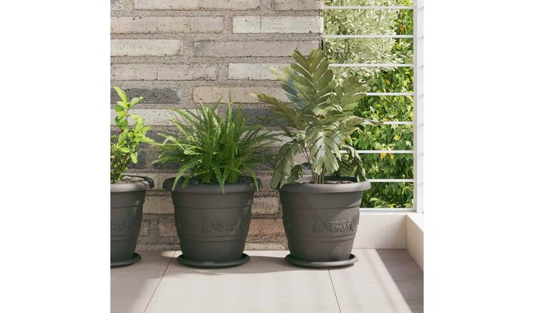 Walplus Pack of 24 Plastic Plant Pot - Black - 26 x 26 x 21.5 cm
