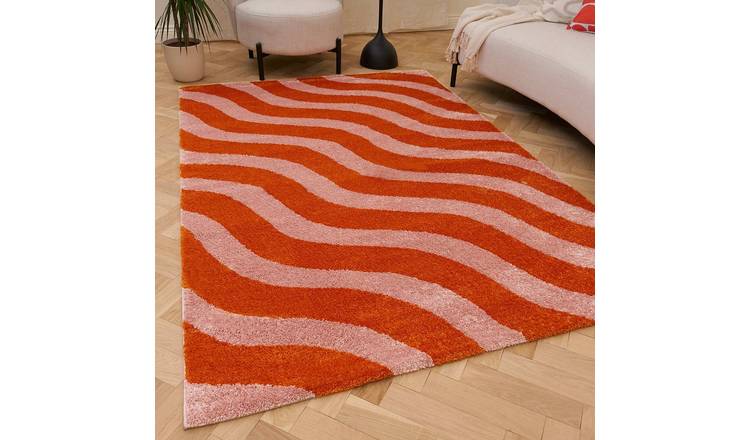 The Rugs Burnt Orange Joli Wavy Rug - 200 x 290cm