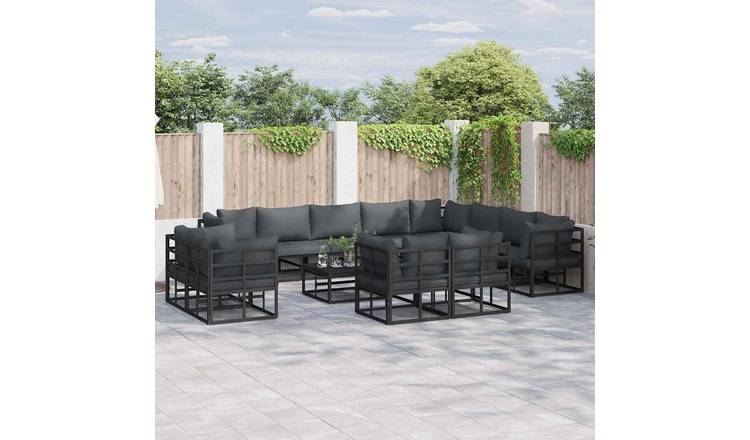 Walplus 12 Piece Garden Sofa Set - Black - 70 x 42 cm