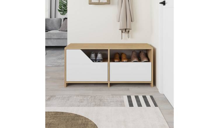 Decortie Nexus Shoe Cabinet With Drawer - Oak, White