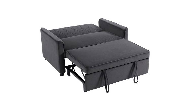 HOMCOM 3 in 1 Velvet Convertible Pull Out Sleeper Sofa - Dark Grey