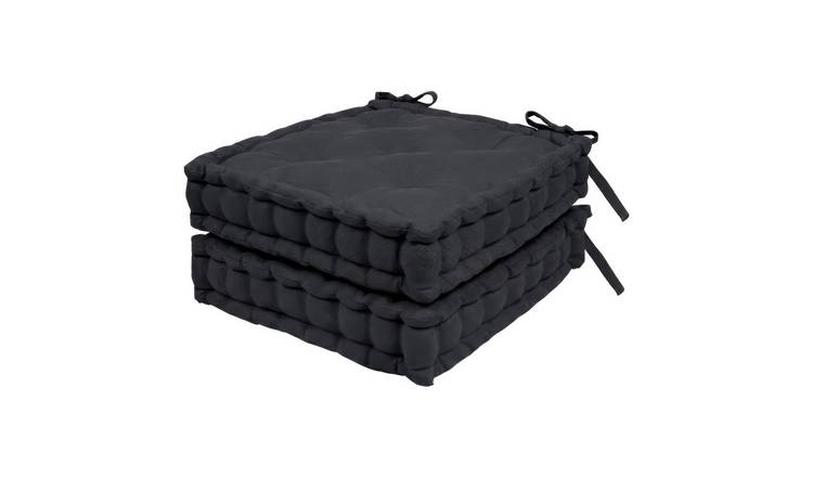 Harbour Housewares Square Seat Pads - 40 x 40cm - Black - Pack of 2