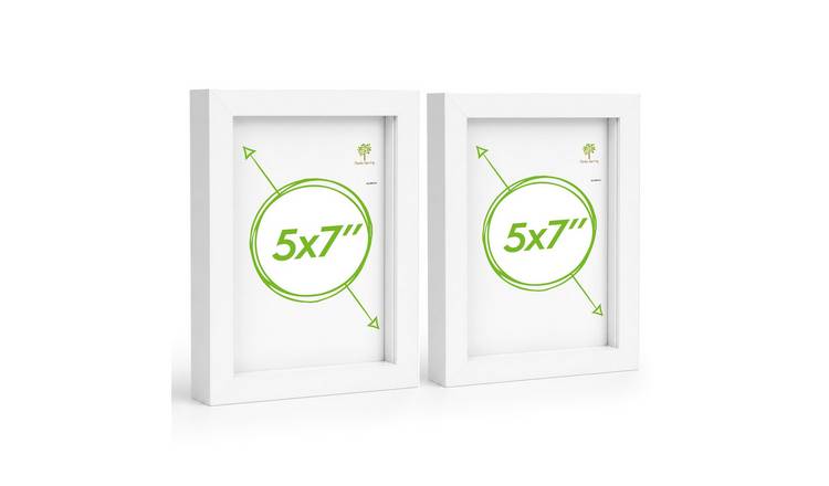 Nicola Spring 3D Box Photo Frames - 5" x 7" - Set of 2 - White