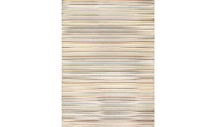 The Rugs Beige Rainbow Reversible Striped Outdoor Rug - 180 x 270cm