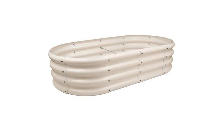 Harbour Housewares Rounded Steel Raised Garden Bed 120cm x 60cm - Ivory