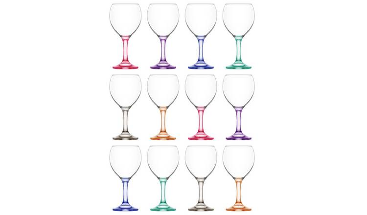 LAV Misket Wine Glasses -  Coloured Stem - Pack of 12
