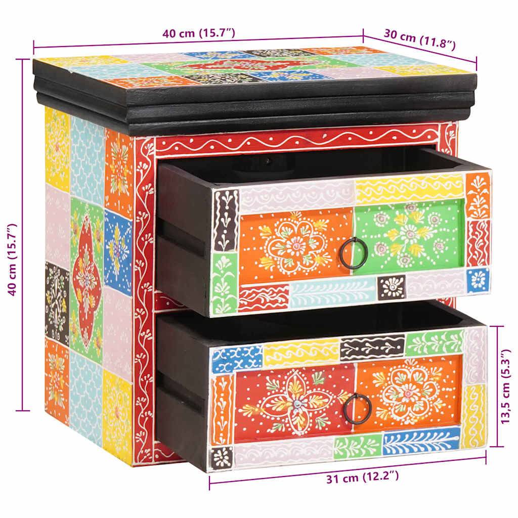 Walplus 1 Drawer Solid Wood Bedside Cabinet - Multicoloured - 40 x 30 x 40 cm - Image 9