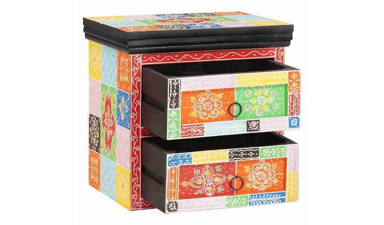 Walplus 1 Drawer Solid Wood Bedside Cabinet - Multicoloured - 40 x 30 x 40 cm