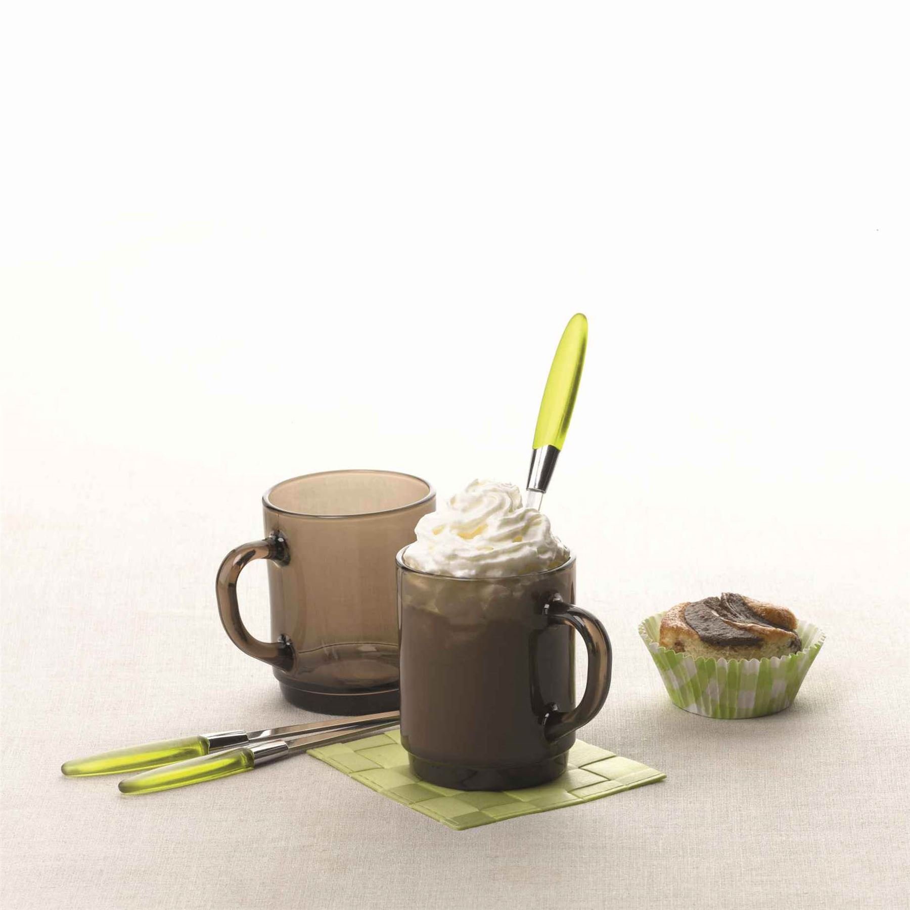 Duralex Versailles 260ml Glass Coffee Mugs Pack of 6 - Grey - Image 2