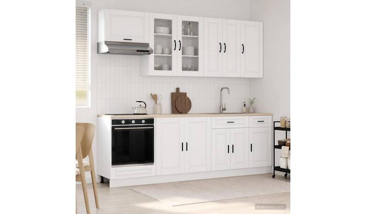 Walplus 8 Piece Engineered Wood Kitchen Unit Set - White