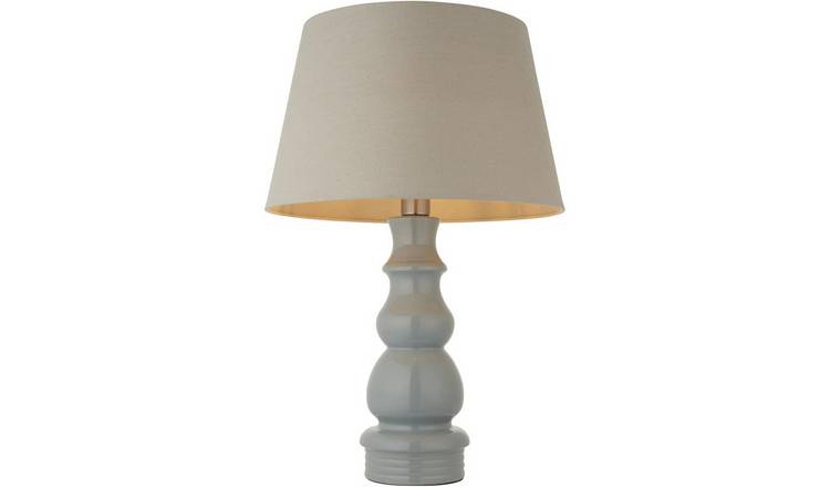 Loops Direct 45.5cm Diameter Ceramic and Steel Table Lamp - Blue Grey Glaze