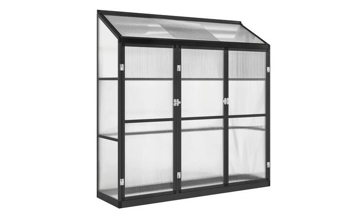 Outsunny Polycarbonate 3 Door Greenhouse - Black