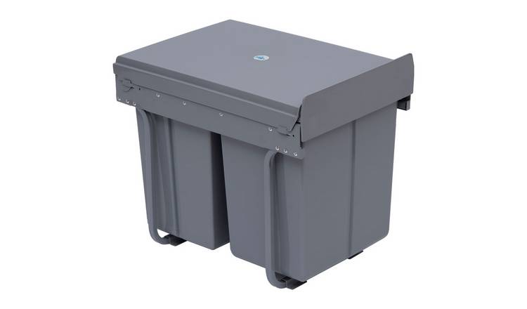 HOMCOM 40L Pull Out Bin with 3 Removable Compartments - Grey