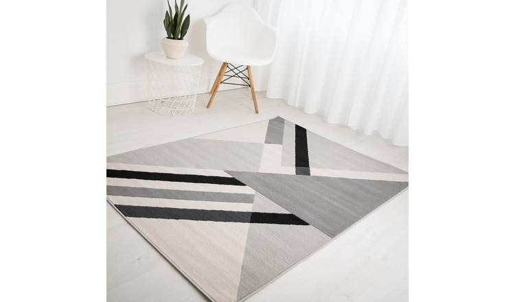 DS Living Ravella Apex Patterned Rug - Grey & Black - 170x120cm