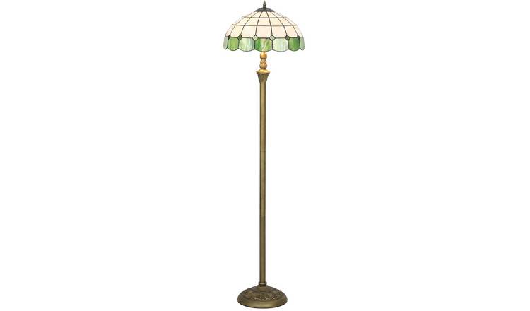 HOMCOM Tiffany Style Floor Lamp with Handcrafted Stained Glass - Green