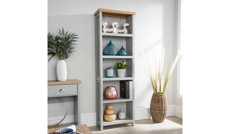 Home Source Avon Tall Grey Bookcase – 5 Shelves - Grey