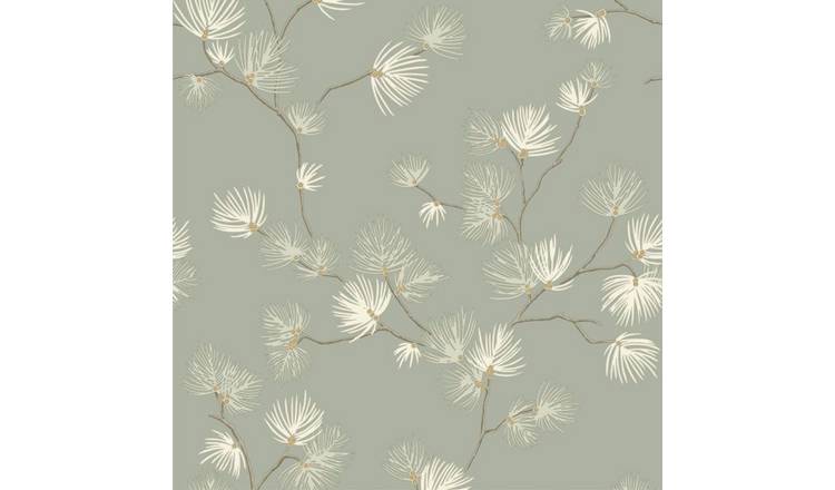 Belgravia Valentino Pine Textured Vinyl Wallpaper - Sage Green