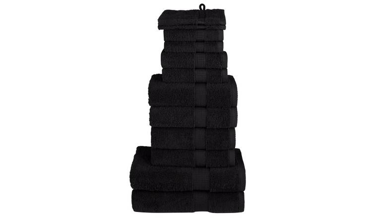 Walplus Pack of 12 Cotton Towel Set - Black