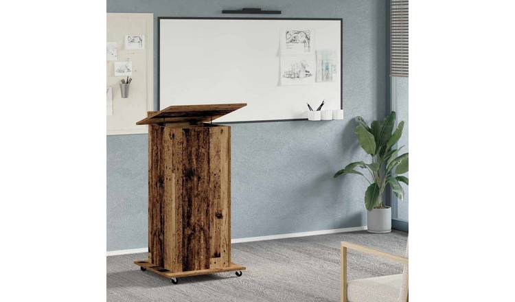 Walplus Engineered Wood Podium - Dark Wood - 55 x 55 x 107 cm