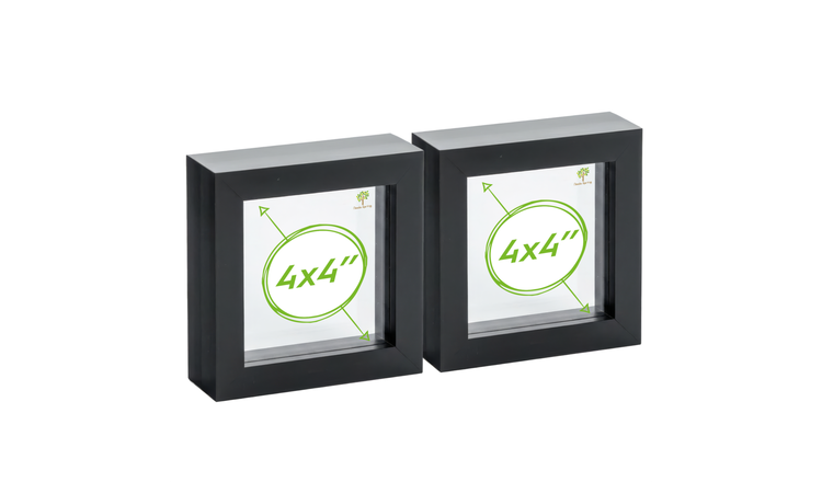 Nicola Spring 3D Box Photo Frames - 4 x 4" - Set of 2 - Black