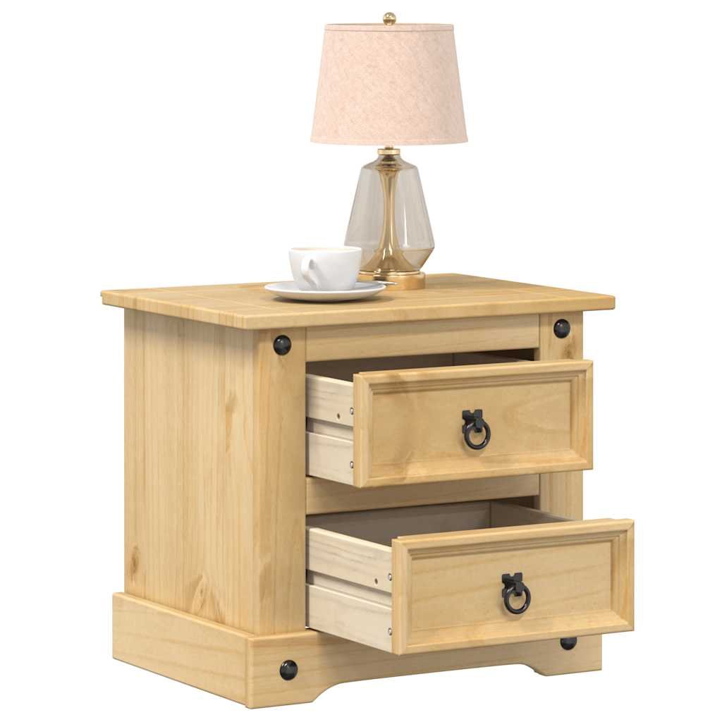 Walplus Corona Solid Pine Wood Bedside Cabinet - Brown - 53 x 39 x 47 cm - Image 1