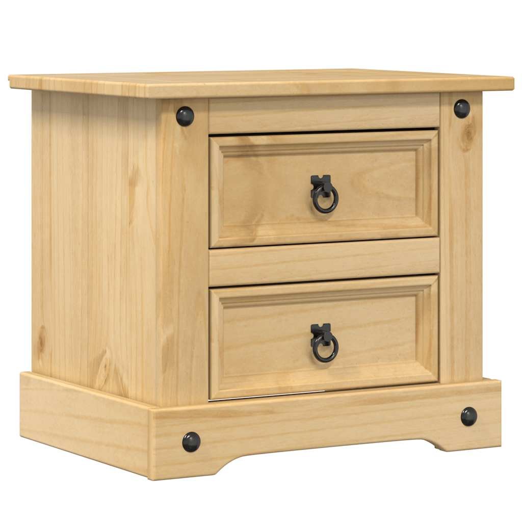 Walplus Corona Solid Pine Wood Bedside Cabinet - Brown - 53 x 39 x 47 cm - Image 2
