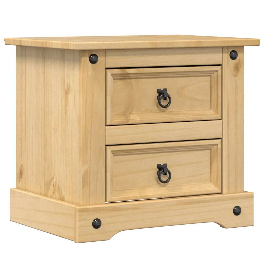 Walplus Corona Solid Pine Wood Bedside Cabinet - Brown - 53 x 39 x 47 cm - Image 2