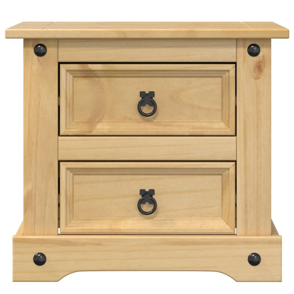 Walplus Corona Solid Pine Wood Bedside Cabinet - Brown - 53 x 39 x 47 cm - Image 4