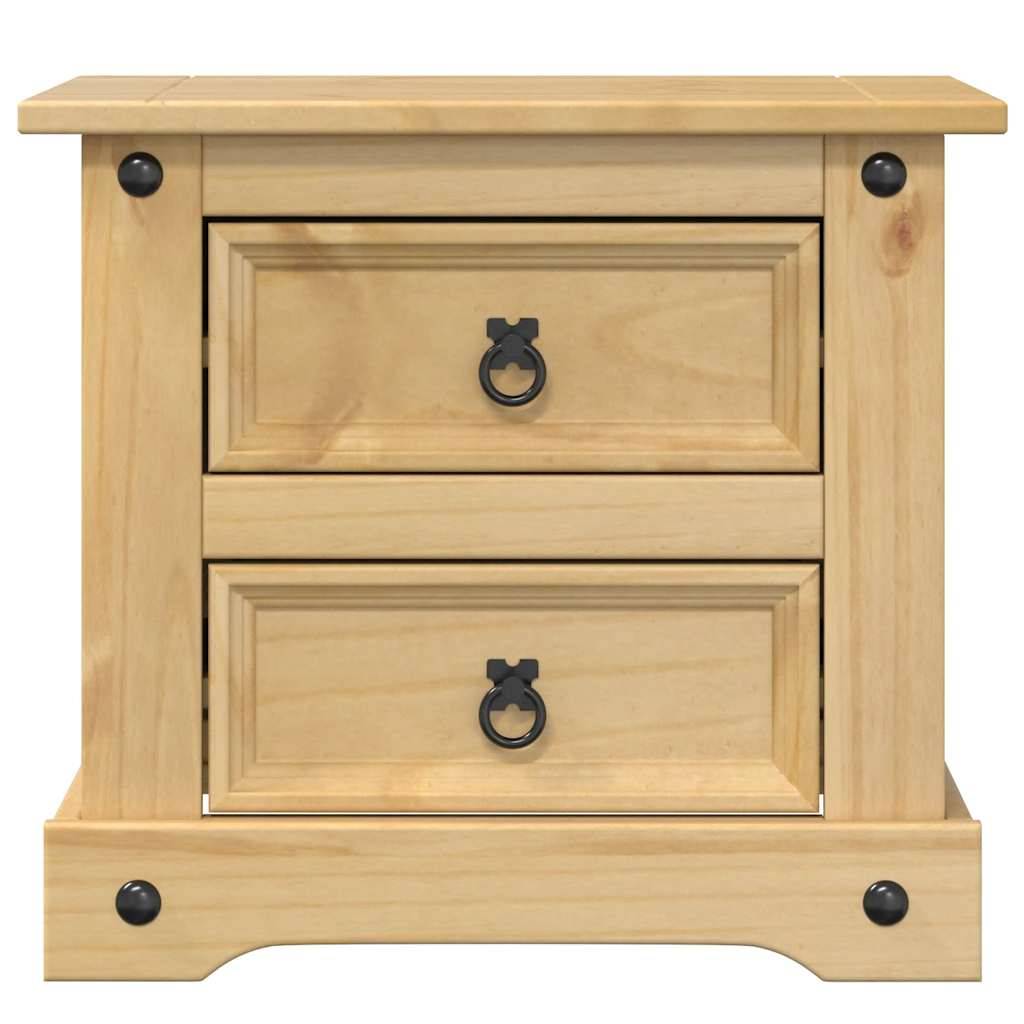 Walplus Corona Solid Pine Wood Bedside Cabinet - Brown - 53 x 39 x 47 cm - Image 4